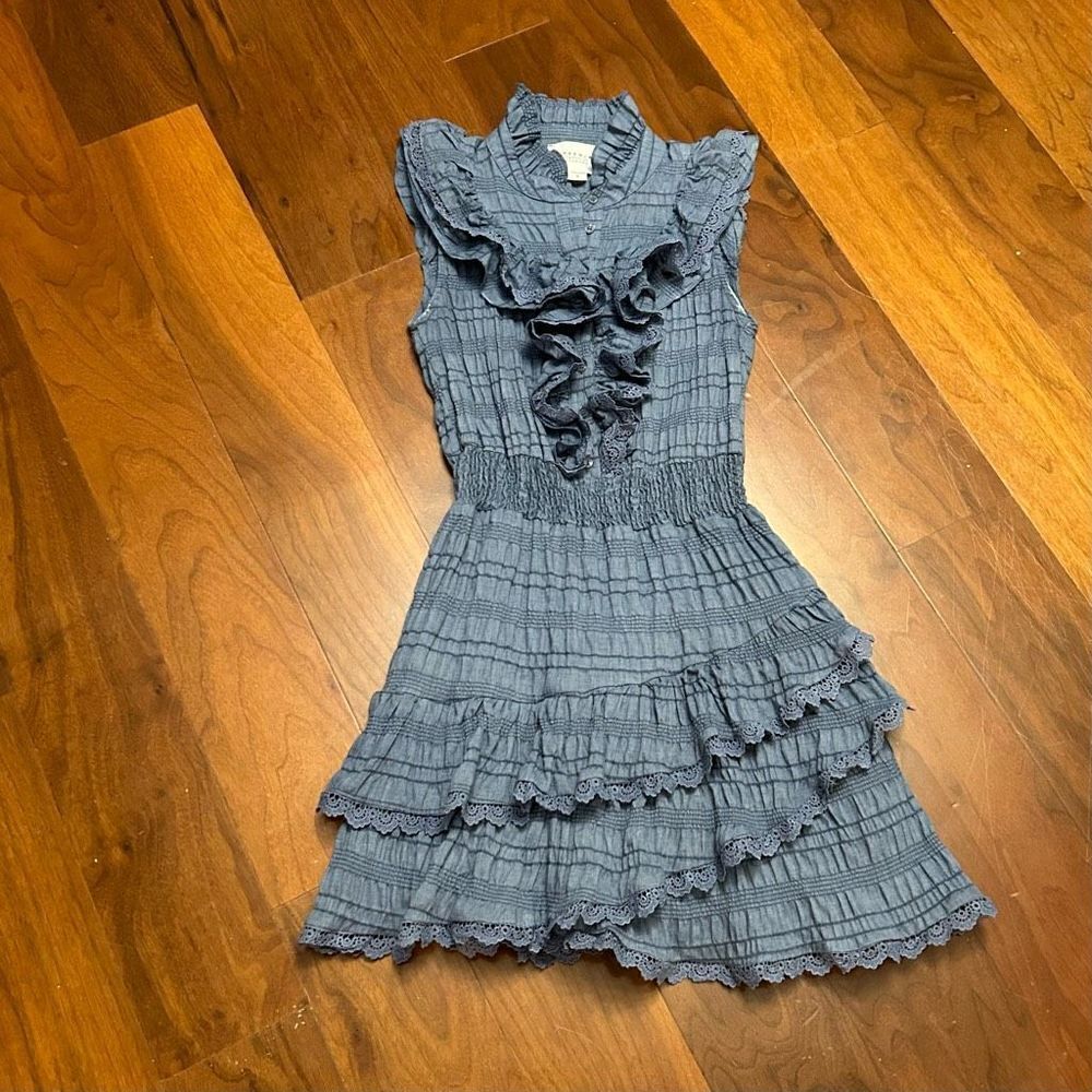 The Shirt by Rochelle Behrens women’s Jill Dress ruffled mini dress size small
